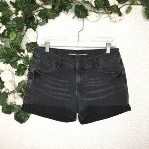 Old Navy Boyfriend Cuffed Denim Shorts Gray Black